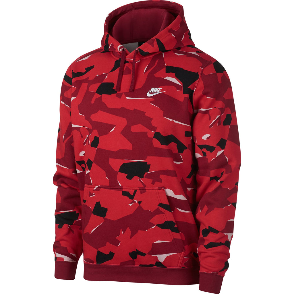 Nike Sportswear Club Men's Pullover Hoodie Red Camo