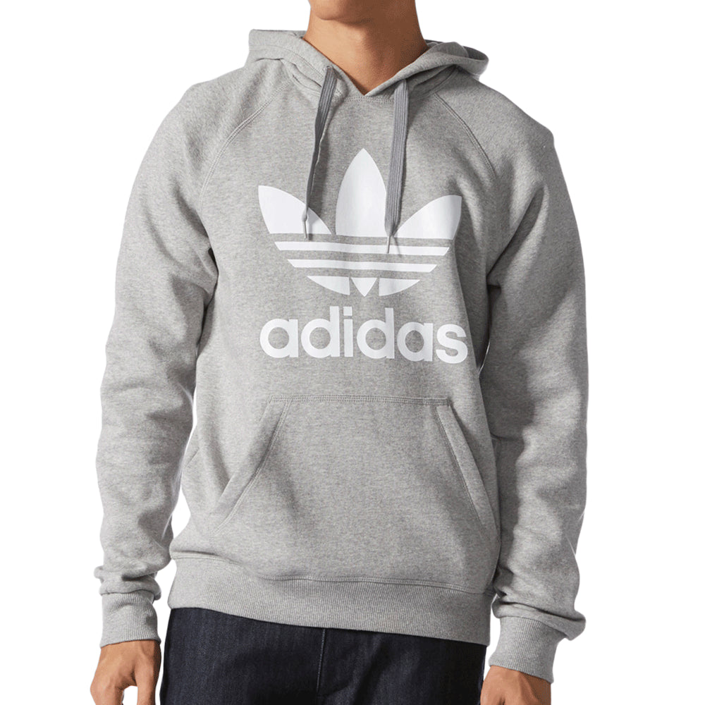 Adidas Originals Trefoil Men's Pull Over Hoodie Medium Grey Heather/White