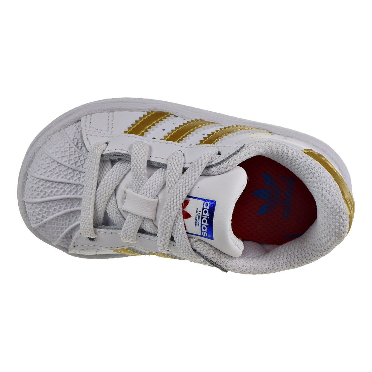 Adidas Superstar Toddler Shoes White-Metallic Gold-Blue-Scarlet