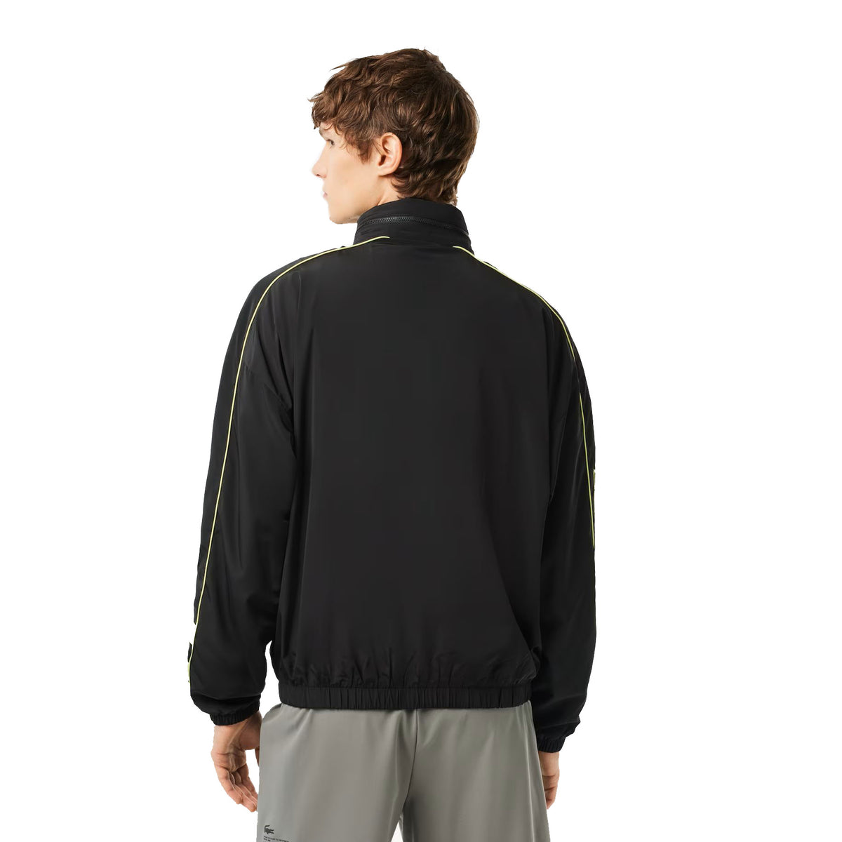 Lacoste Contrast Detail Water Resistant Zipped Taffeta Men's Jacket Black-Yellow