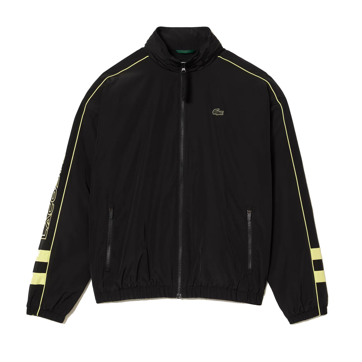 Lacoste Contrast Detail Water Resistant Zipped Taffeta Men's Jacket Black-Yellow