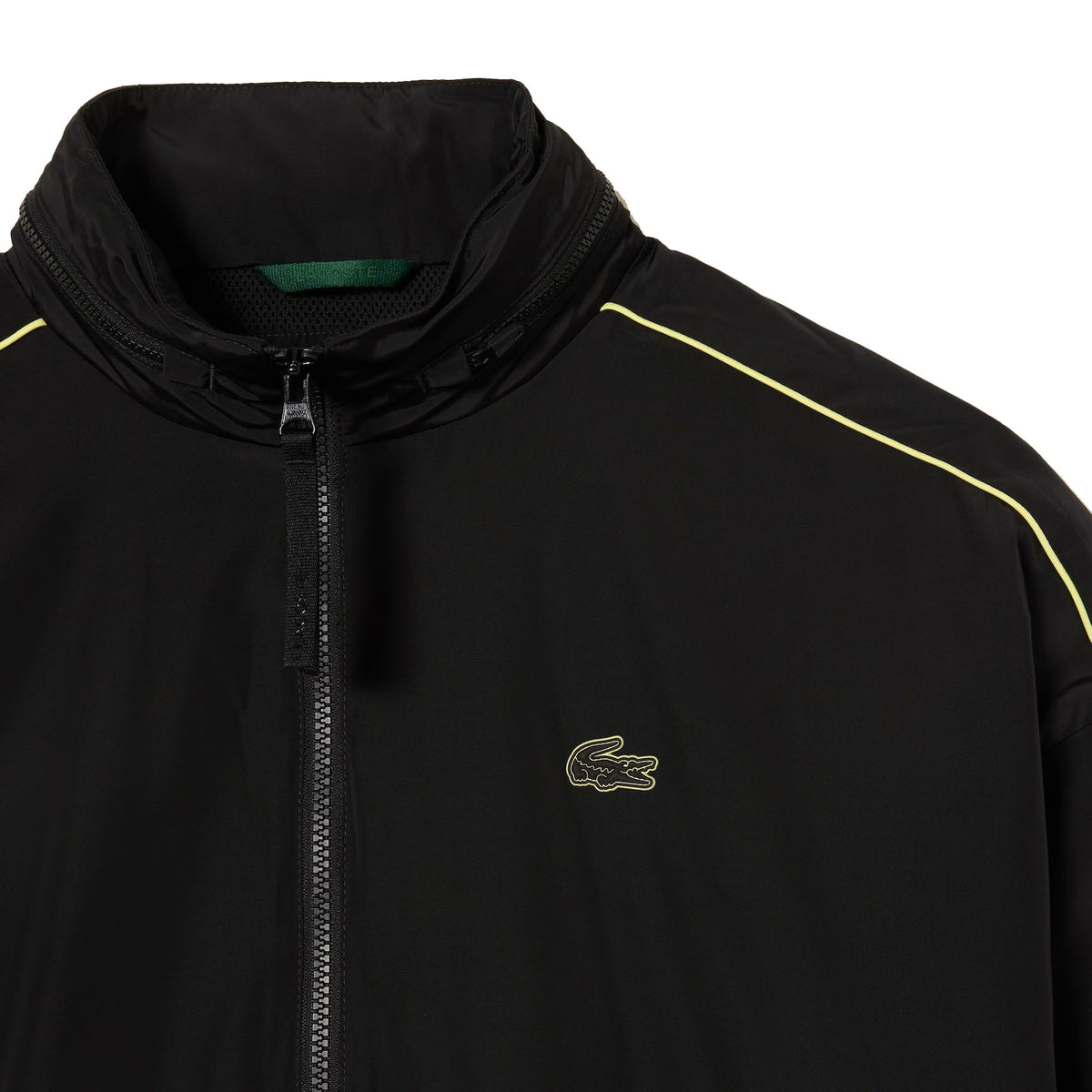Lacoste Contrast Detail Water Resistant Zipped Taffeta Men's Jacket Black-Yellow