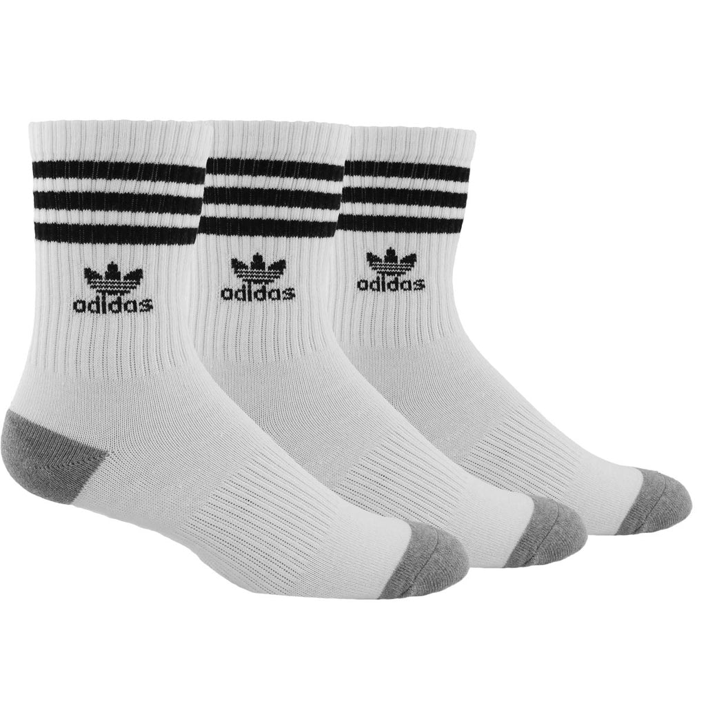 Adidas Originals Trefoil Men's 3 Pack Roller Crew Socks White/Black/Grey