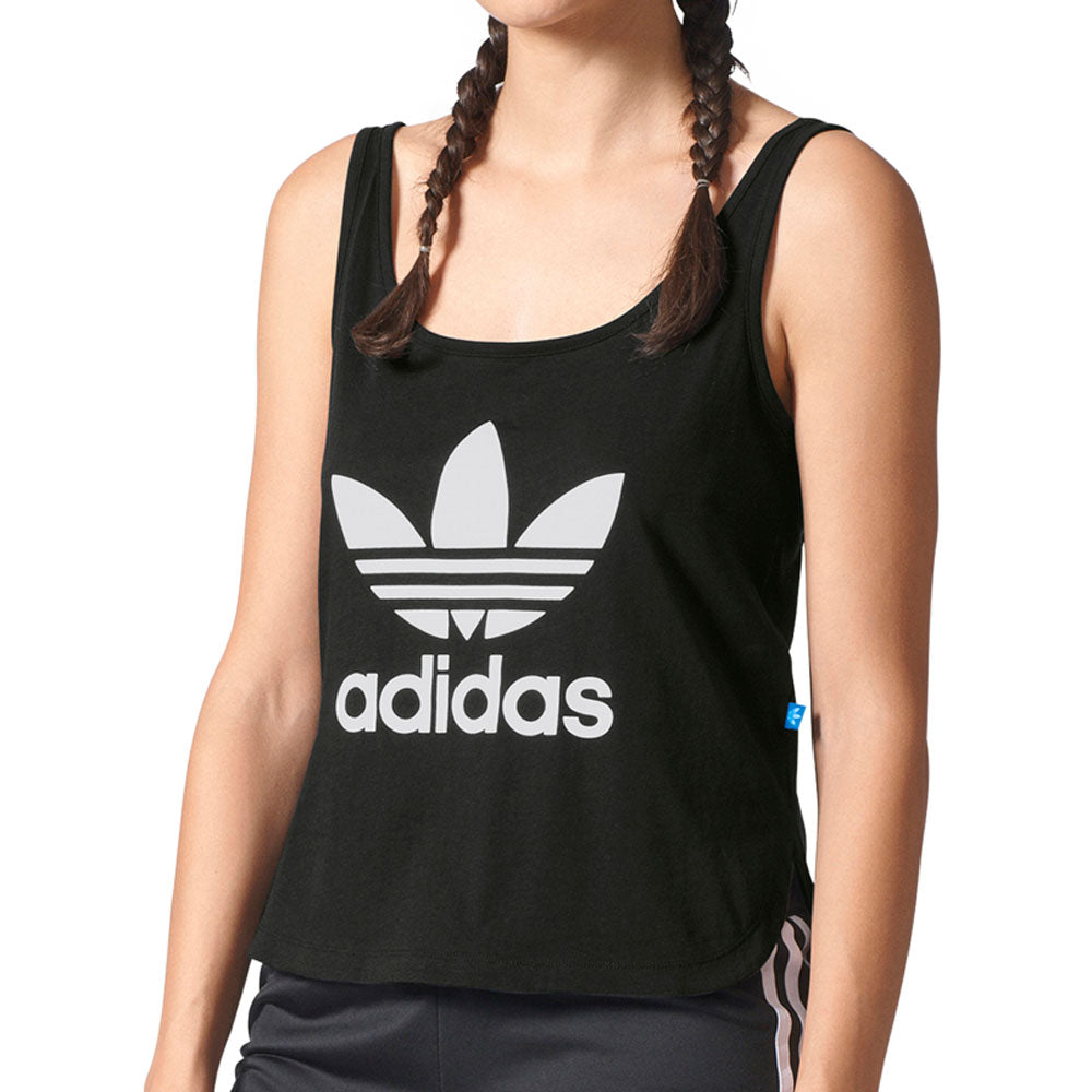 dealer Sportschool injecteren Adidas Originals Trefoil Women's Loose Crop Tank Top Black/White