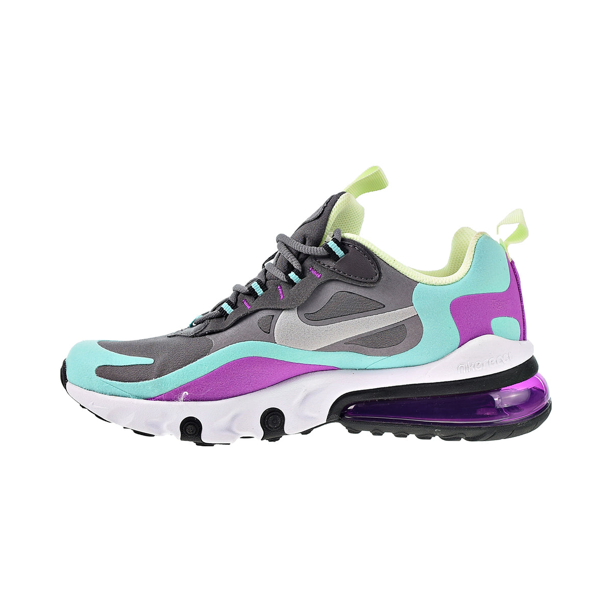 Nike Air Max 270 React Big Kid's Shoes Gunsmoke-Aurora-Hyper Violet