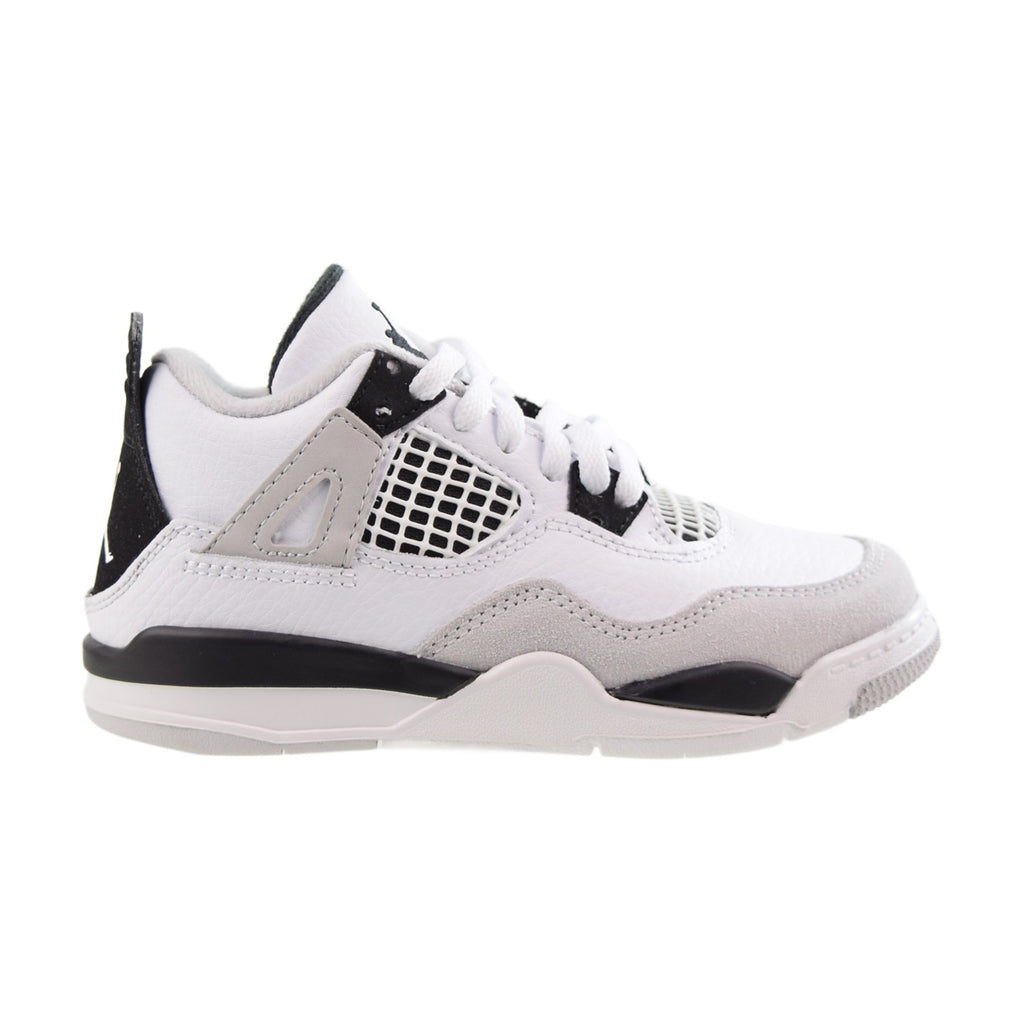 Air Jordan 4 Retro (PS) "Military Black" Little Kids' Shoes White-Black-Grey