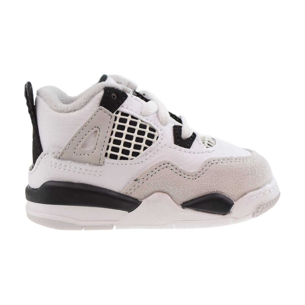 Jordan 4 Retro (TD) "Military Black" Toddlers Shoes White-Black-Neutral Grey