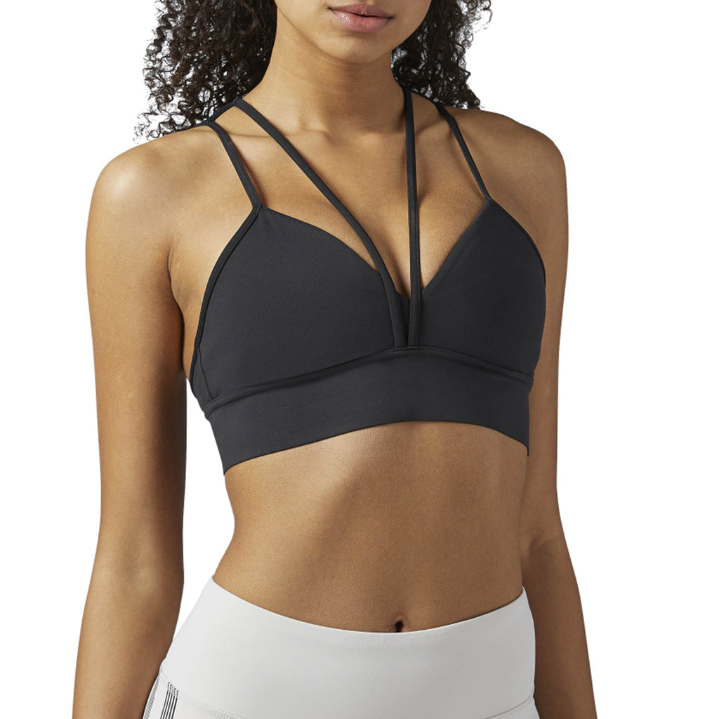 Reebok Women's V-Neck Strappy Sports Bra Black