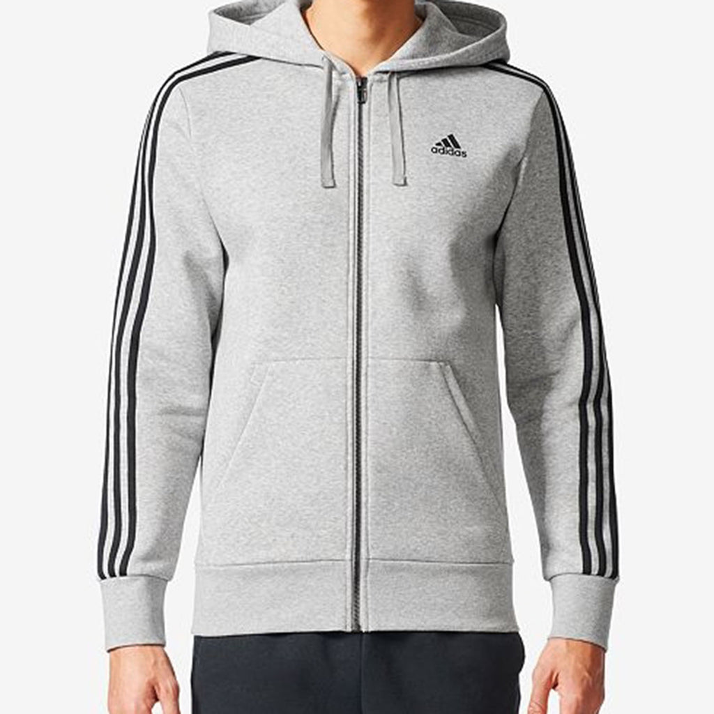 Adidas 3- Stripes Men's Big And Tall Essential Hoodie Medium Grey Heather/Black