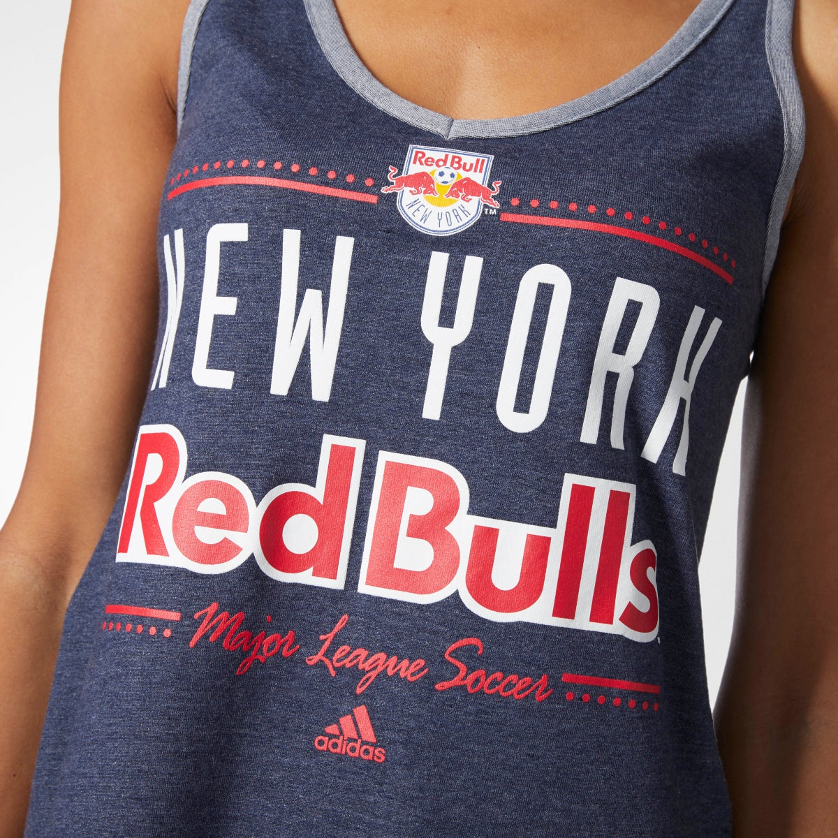 Adidas Originals New York Red Bulls V-Neck Women's Tank Top Blue Heather
