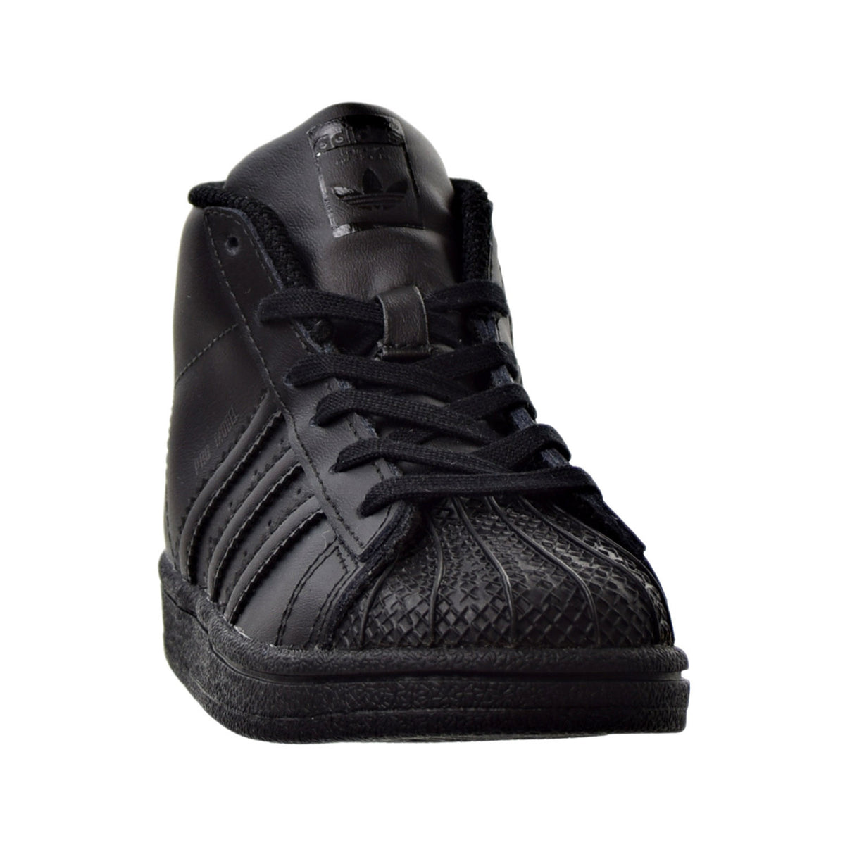 black on black high top shell toe adidas