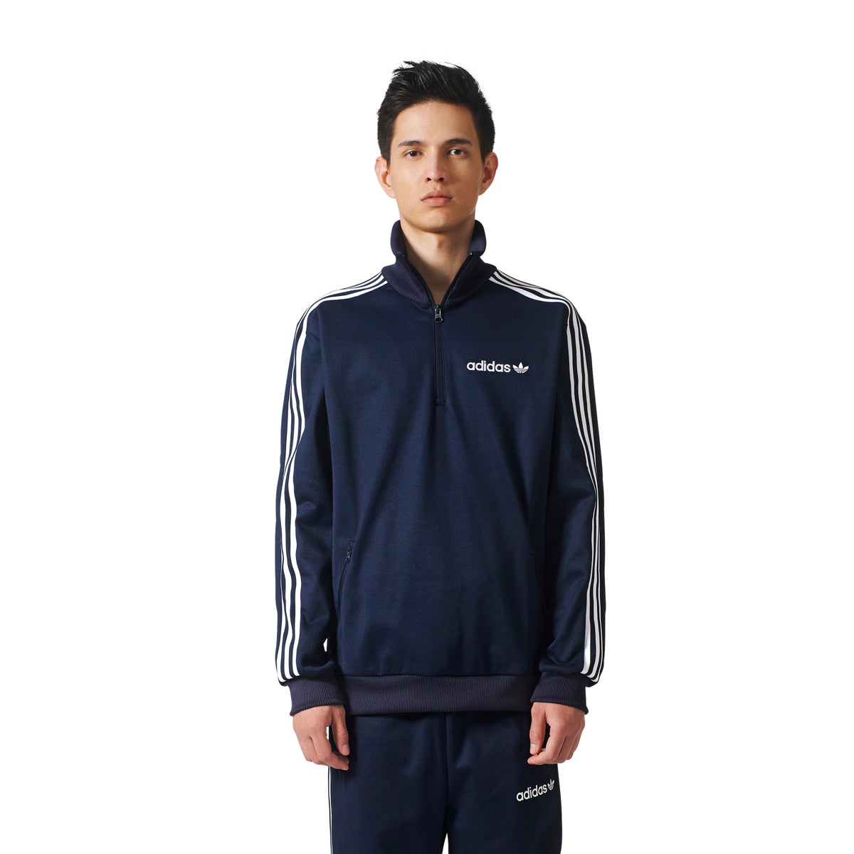 Adidas Men's Originals Minoh Half Zip Pullover Track Jacket Legend Ink/White
