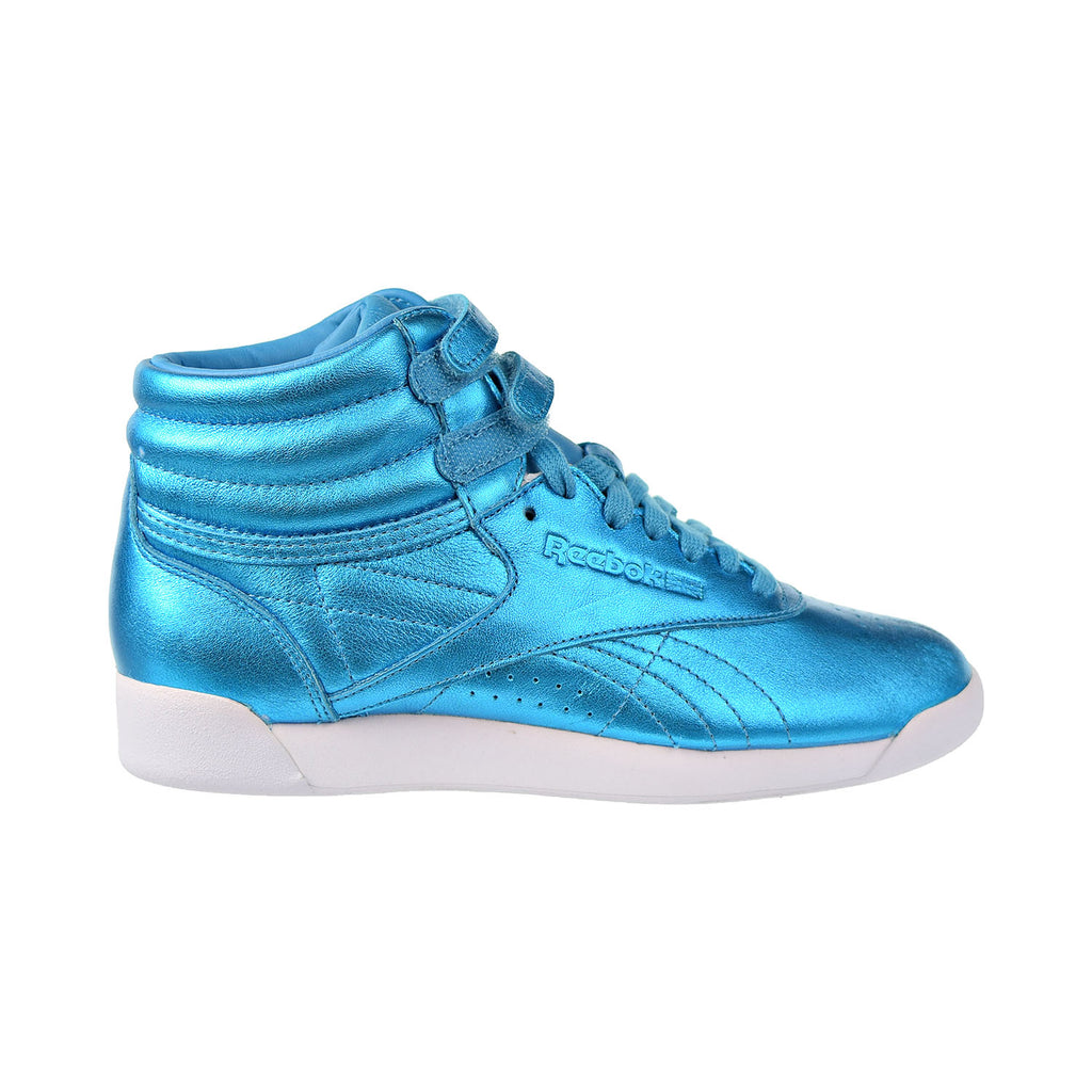 fællesskab Menneskelige race Umeki Reebok Freestyle Hi Metallic Women Shoes Feather Blue/White