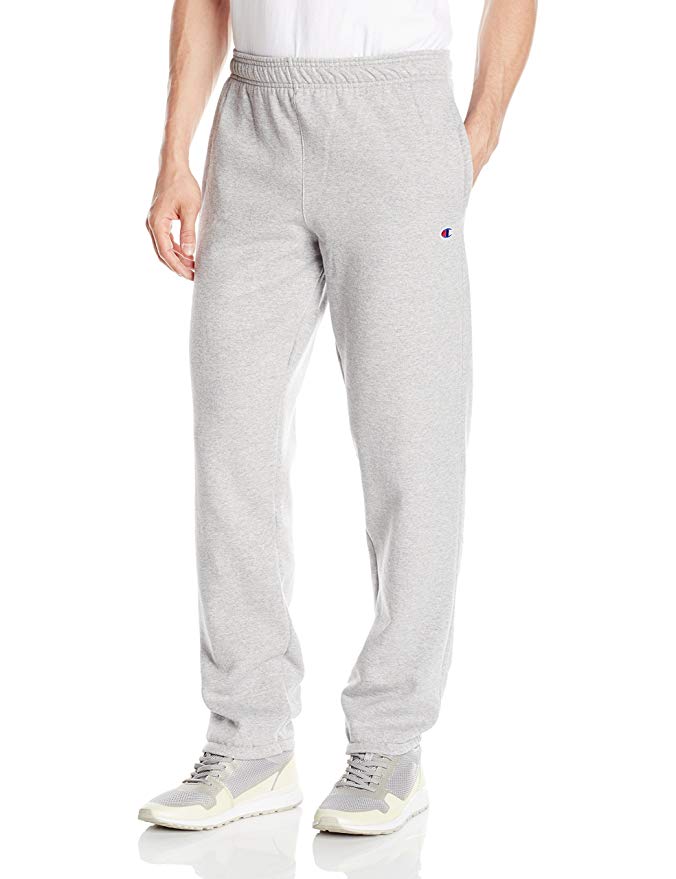 Champion Men's Powerblend Fleece Relaxed Bottom Pants Oxford Grey