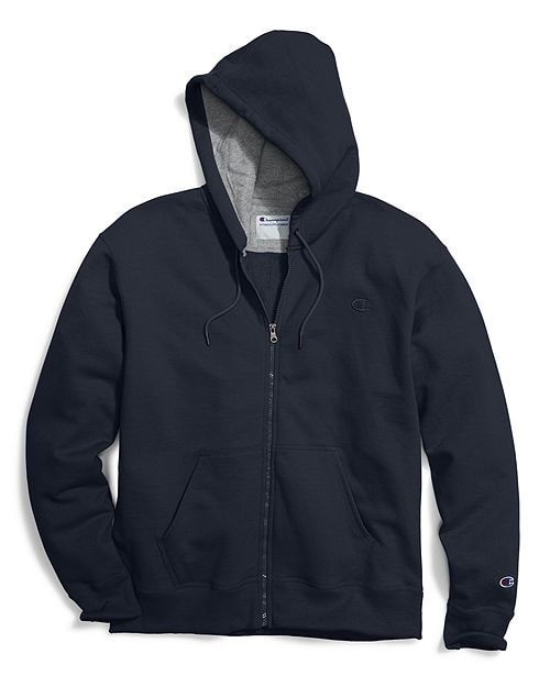 Champion Men's Powerblend Fleece Full Zip Hoodie Navy