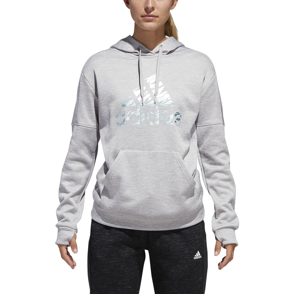 Adidas Women's Athletics Badge Of Sport Camo Print Hoodie Grey