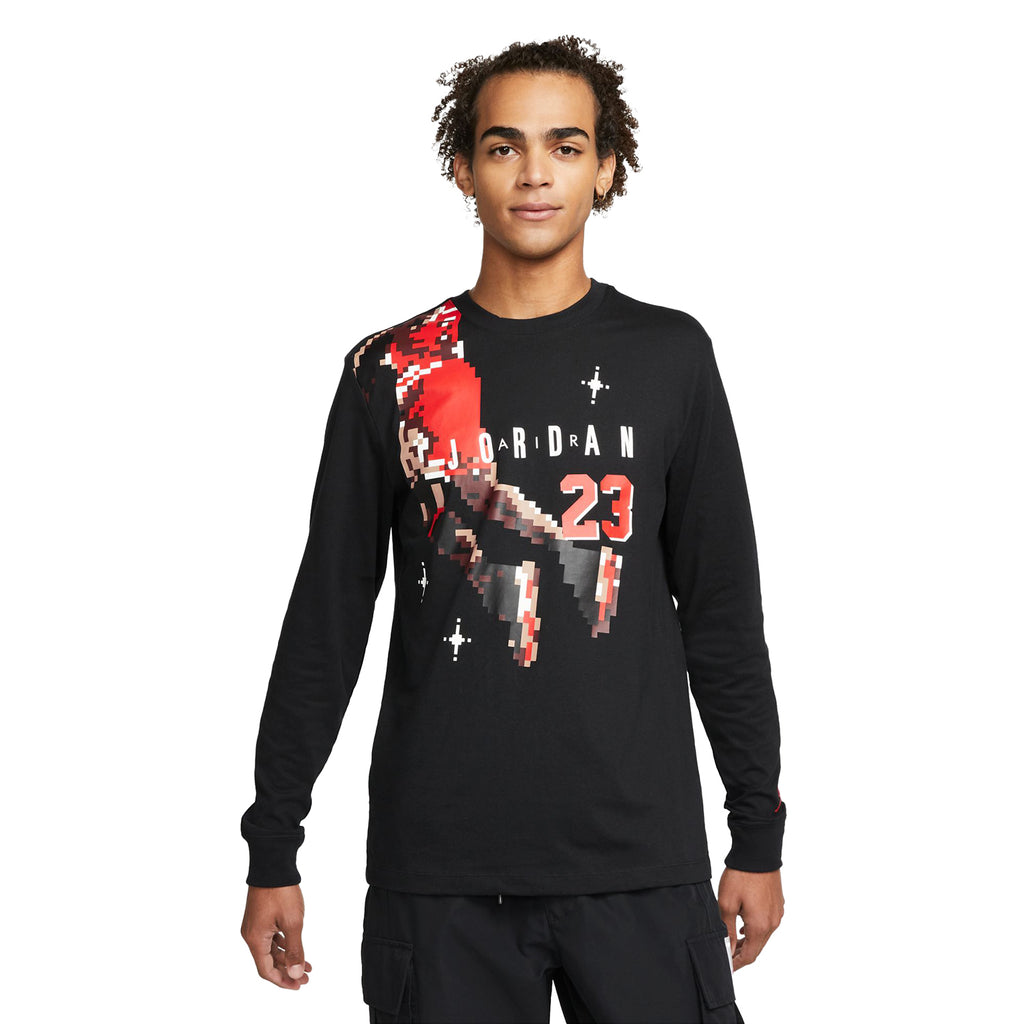 Jordan 23 Pixelated Long Sleeve Top Men's T-Shirt Black