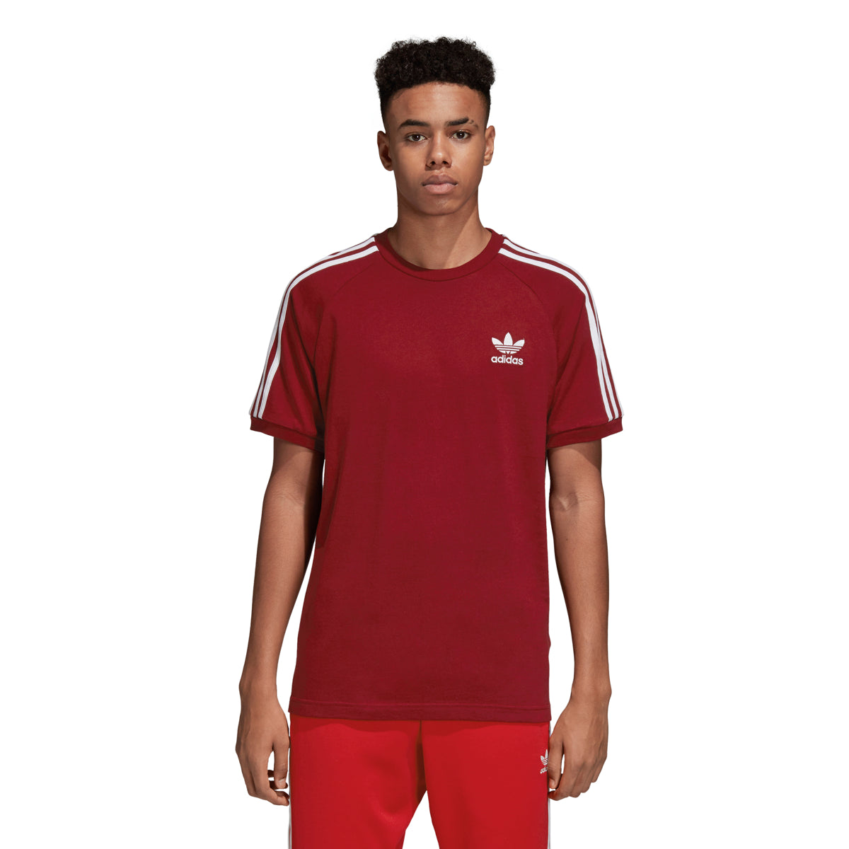 Adidas Originals Men's 3-Stripes T-Shirt Burgundy/White