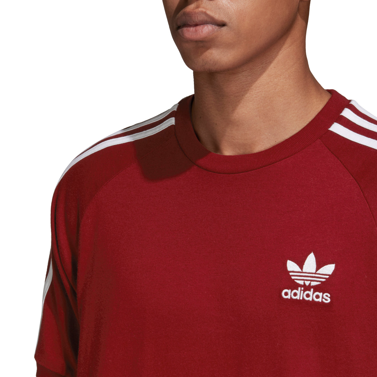 Adidas Originals Men's 3-Stripes T-Shirt Burgundy/White