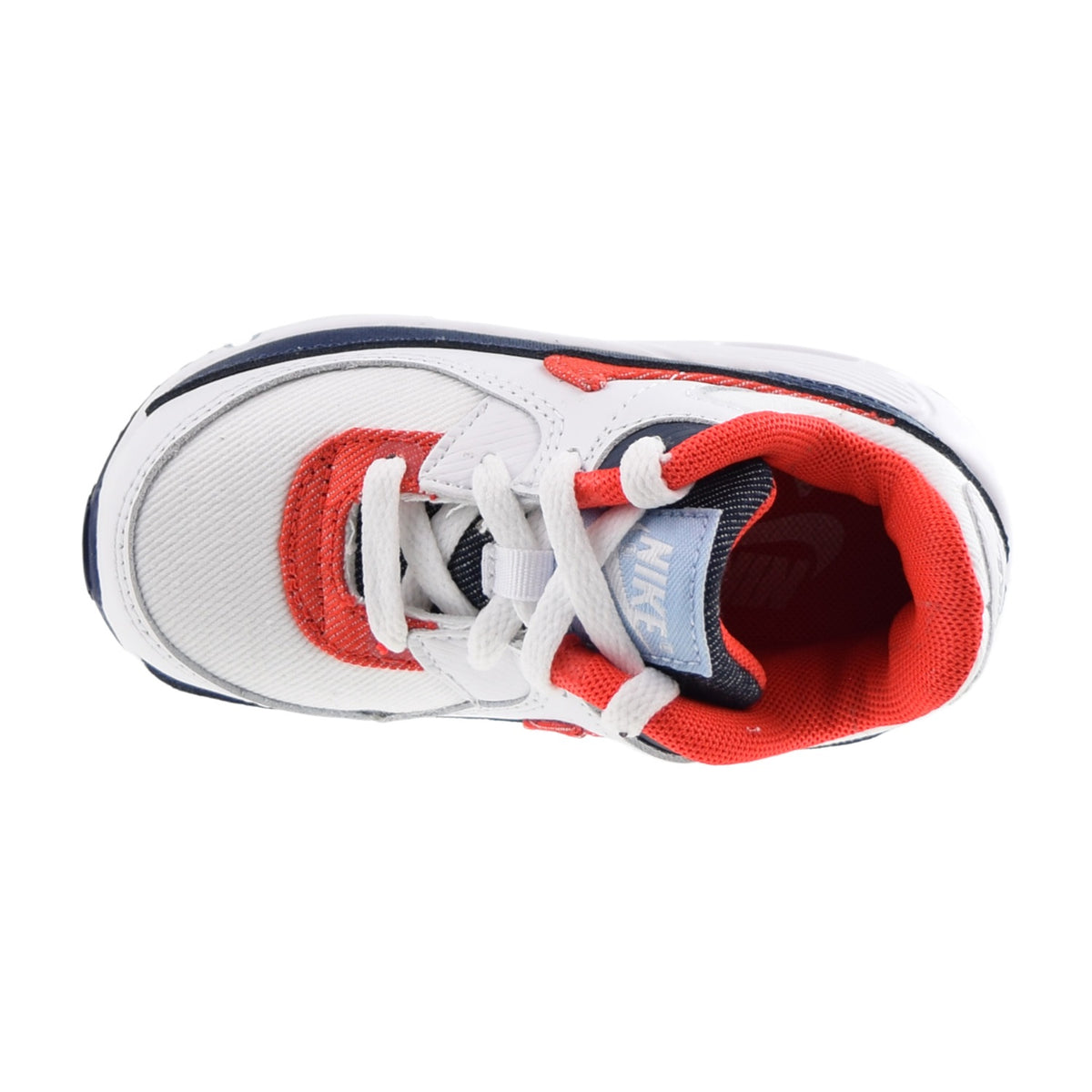 Nike Air Max 90 (TD) Toddlers Shoes USA Denim White-Chile Red-Navy