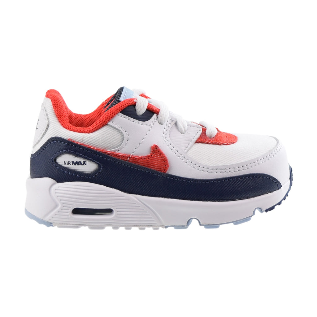 Nike Air Max 90 (TD) Toddlers Shoes USA Denim White-Chile Red-Navy