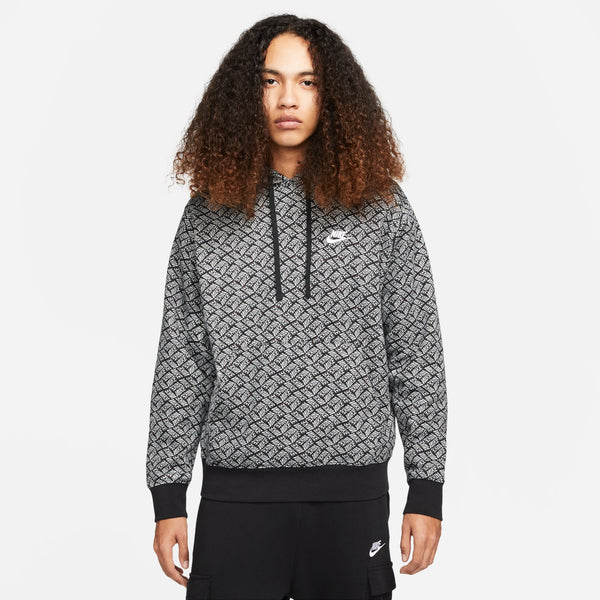 Nike Nsw Sports Essentials Aop Fleece Men's Hoodie Black-Grey