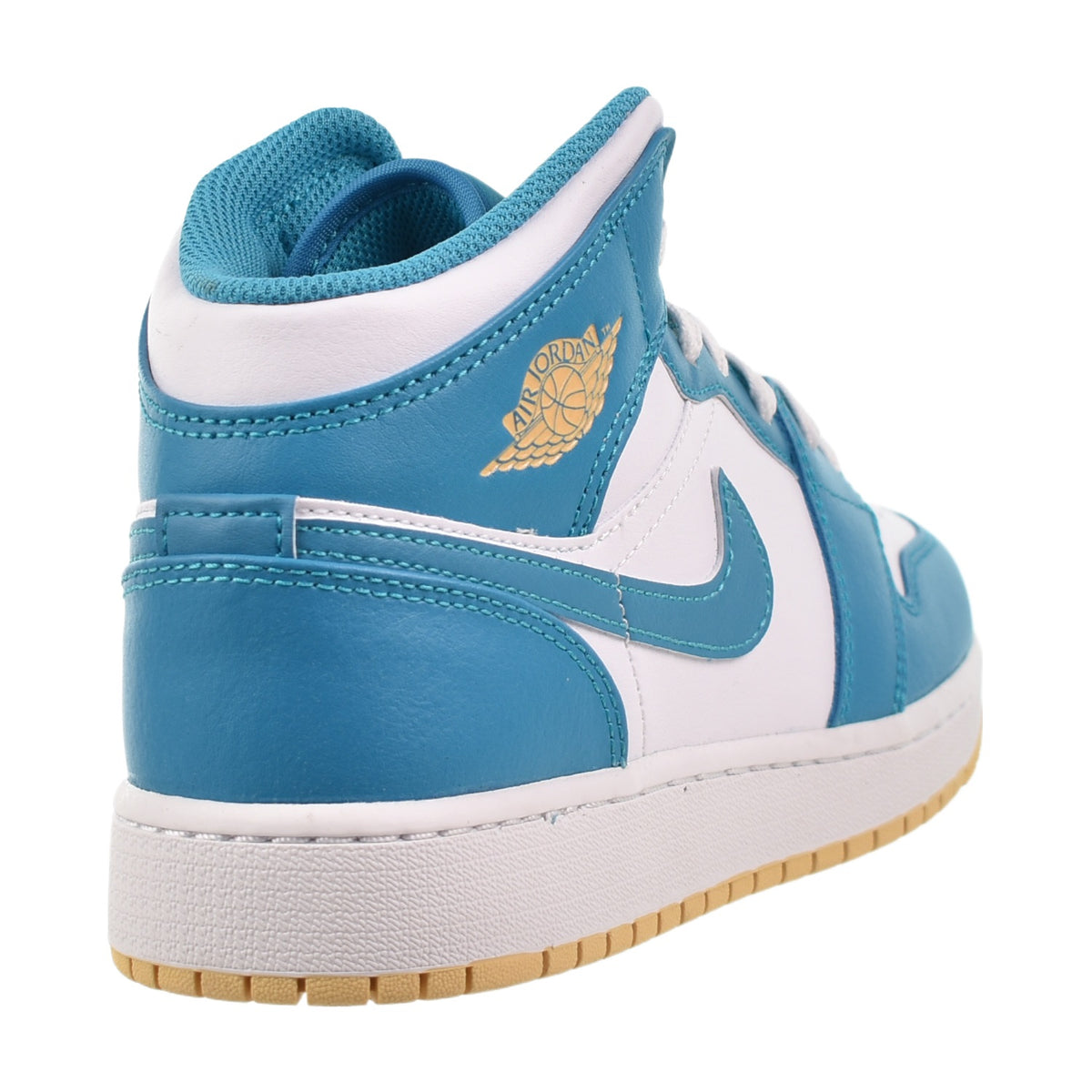 Air Jordan 1 Mid (GS) Big Kids' Shoes Aquatone-White-Celestial Gold