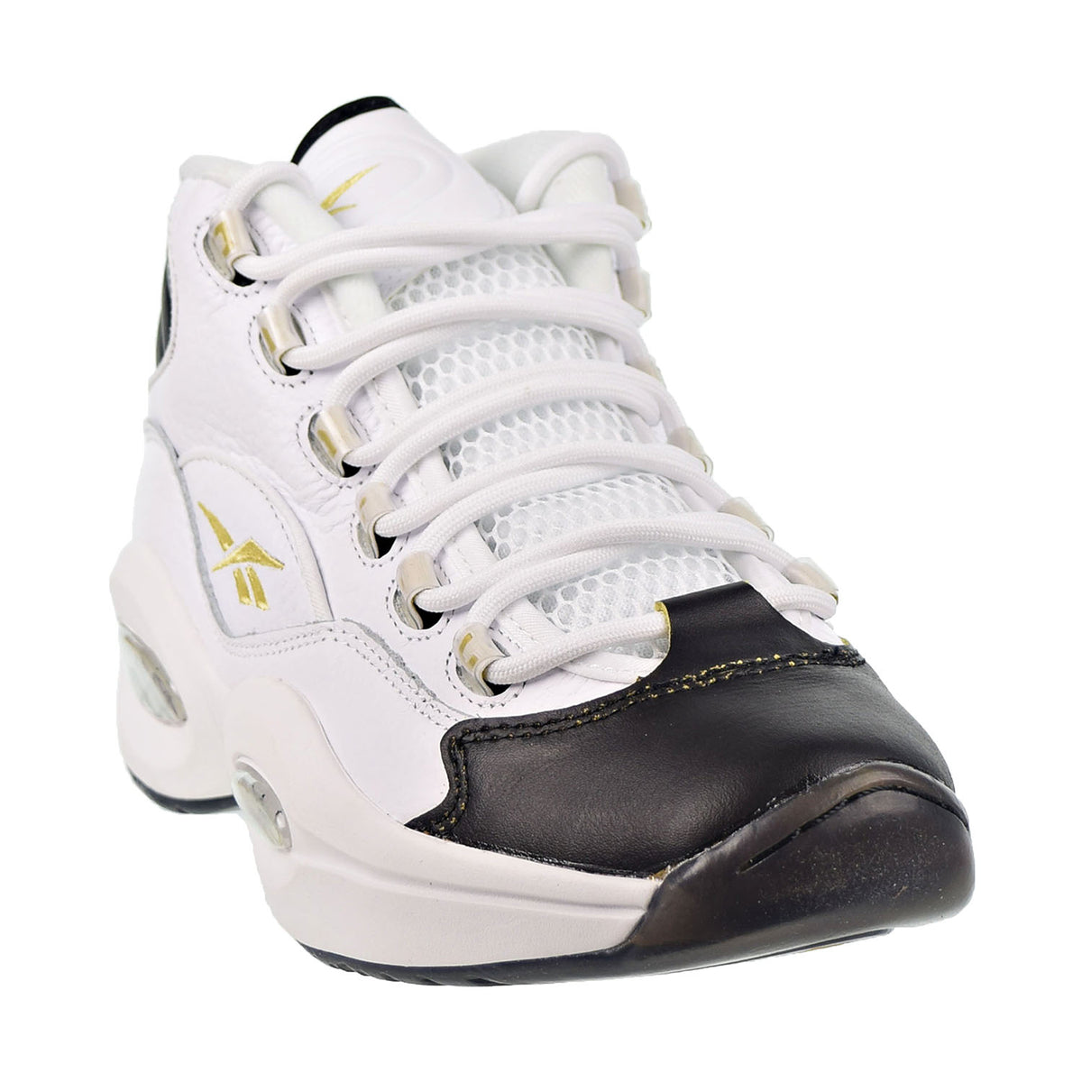 Reebok Question Mid "Black Toe" Men's Shoes White-Black-Gold Met