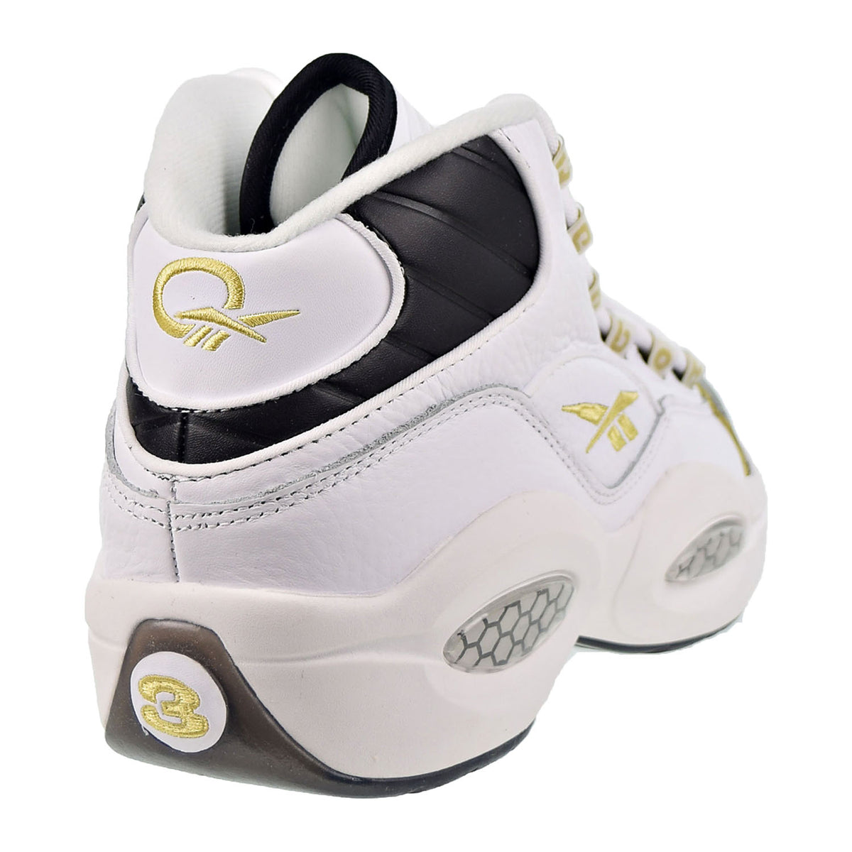 Reebok Question Mid "Black Toe" Men's Shoes White-Black-Gold Met