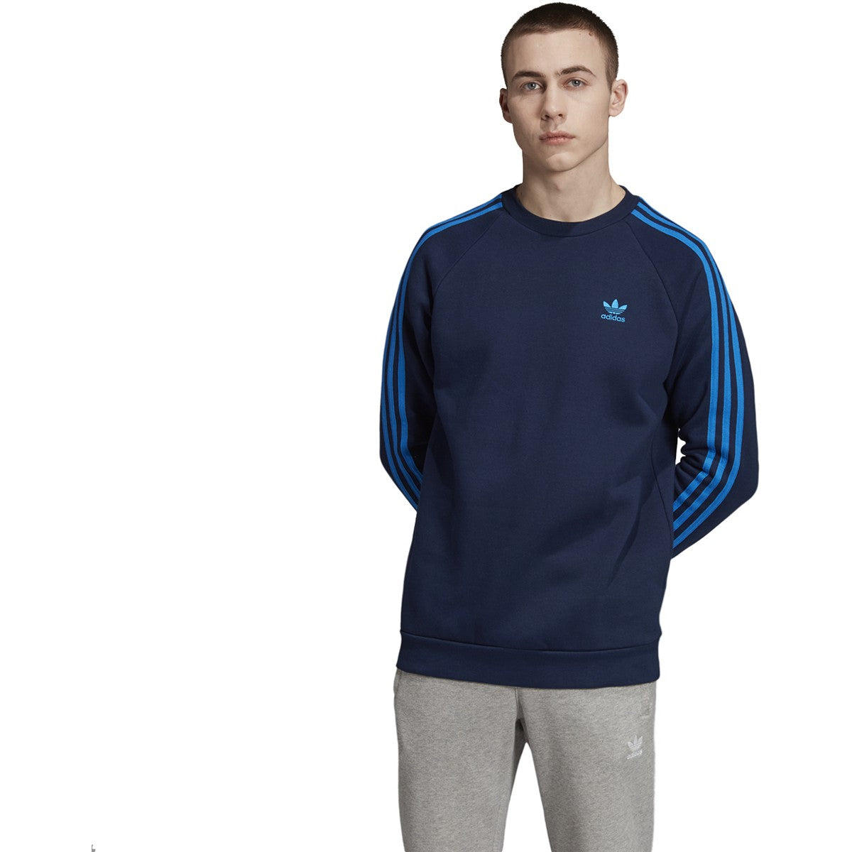 Adidas Men's Originals 3-Stripes Tee Collegiate-Navy-Bluebird