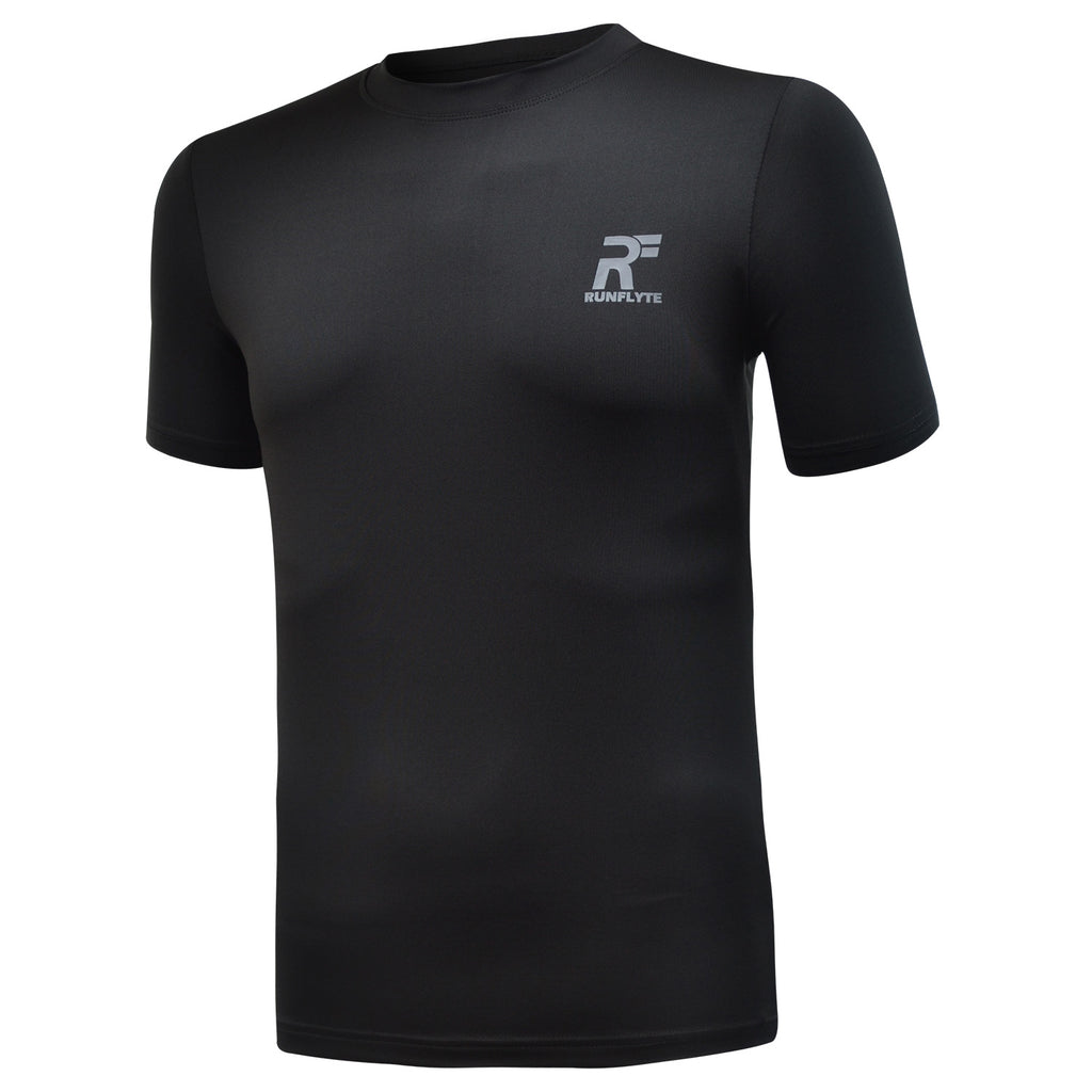 RunFlyte Men's Basics Short Sleeve Moisture-Wicking T-Shirt Black/Dark Grey