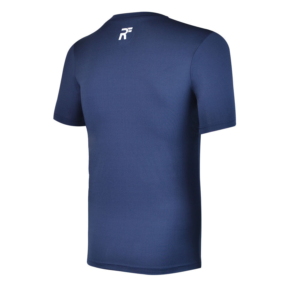 RunFlyte Men's Basics Short Sleeve Moisture-Wicking T-Shirt Navy Blue/White