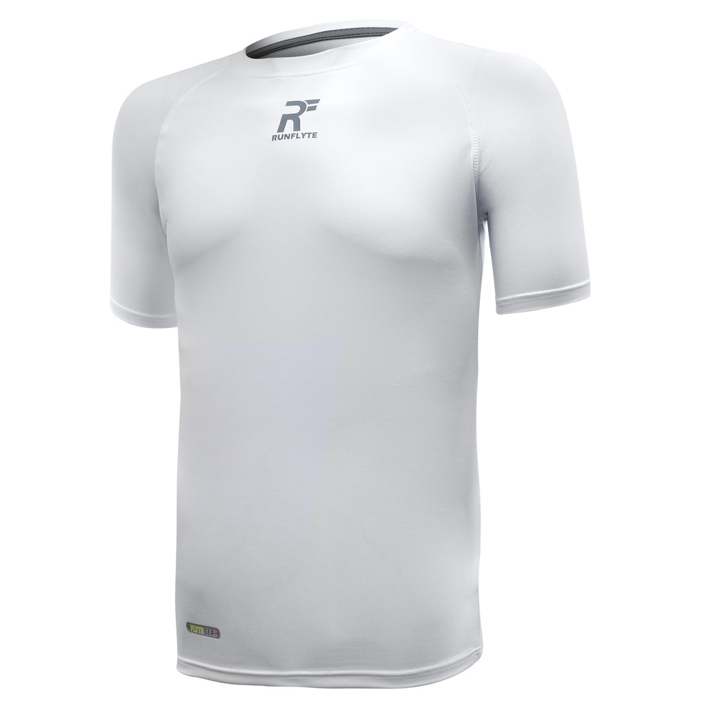 RunFlyte Men's Contour Stitch Short Sleeve Compression T-Shirt White/Grey