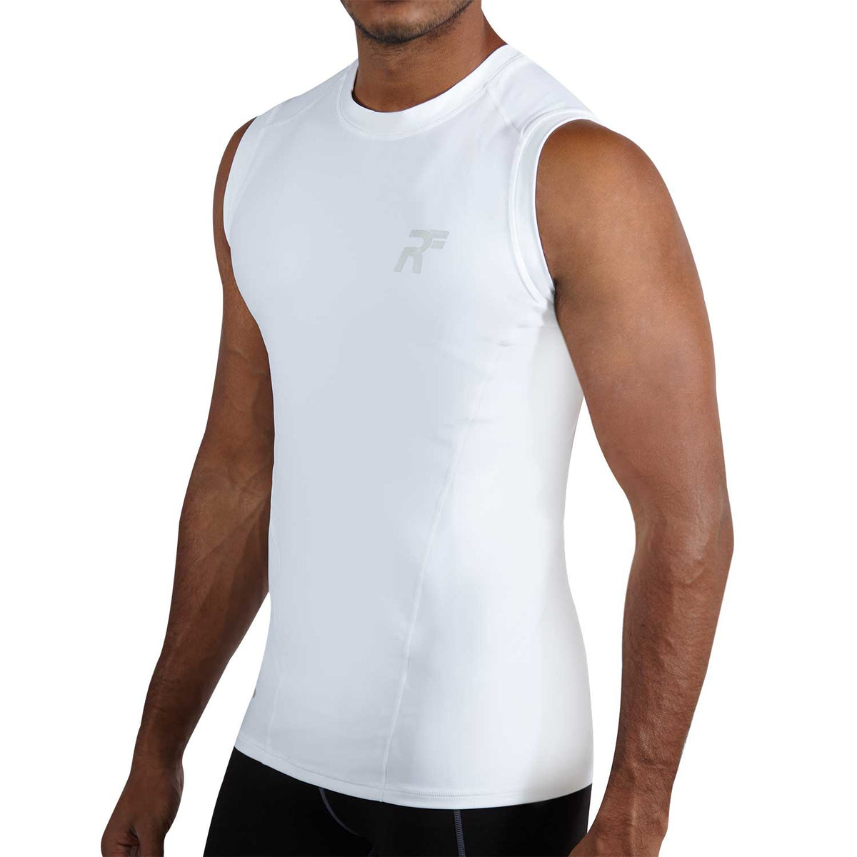 RunFlyte Men's Tech Flyte Compression Tank Top  White/Grey