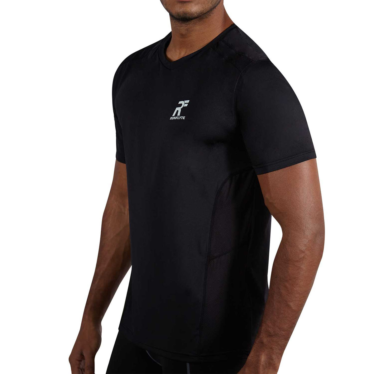 RunFlyte Men's HyperVent PRM V-Neck T-Shirt Black