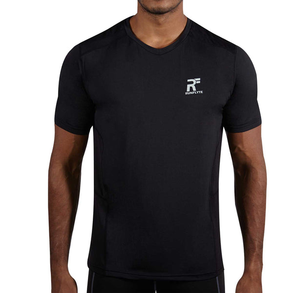 RunFlyte Men's HyperVent PRM V-Neck T-Shirt Black