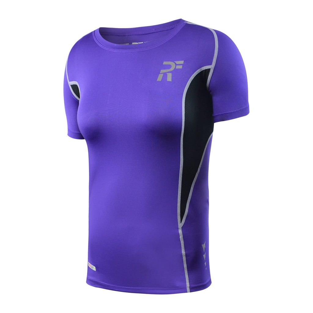 RunFlyte Women's Swarna Flow Short Sleeve T-Shirt Silvery Violet/Black
