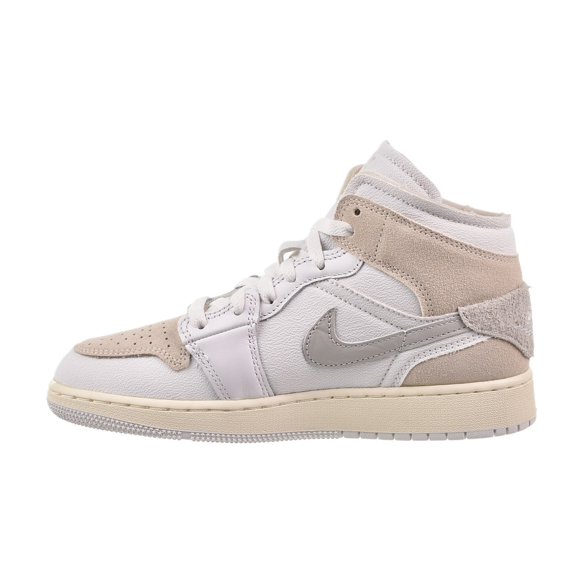 Air Jordan 1 Mid SE Craft Big Kids' Shoes White-Tech Grey-Sail