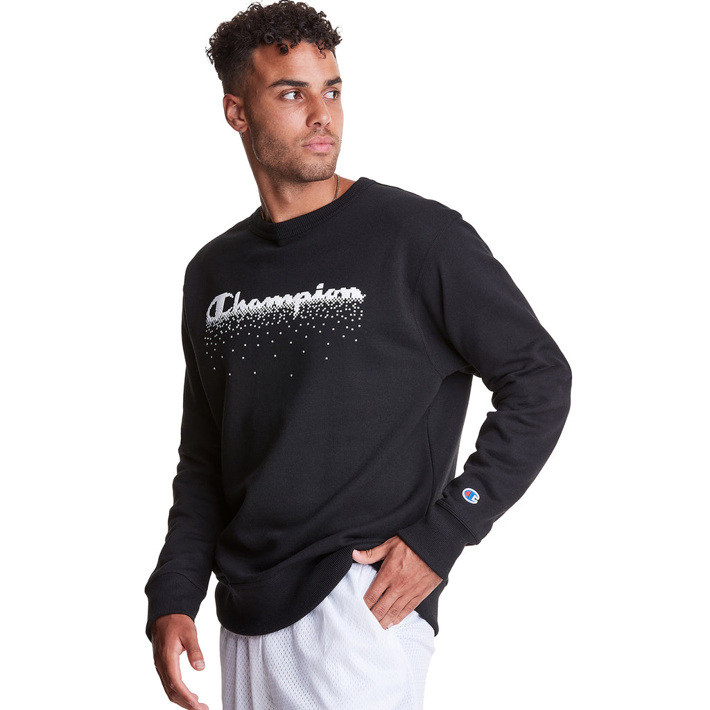 Champion Men's Cursive Logo Round Neck Sweater Athletics Line Black/Wh