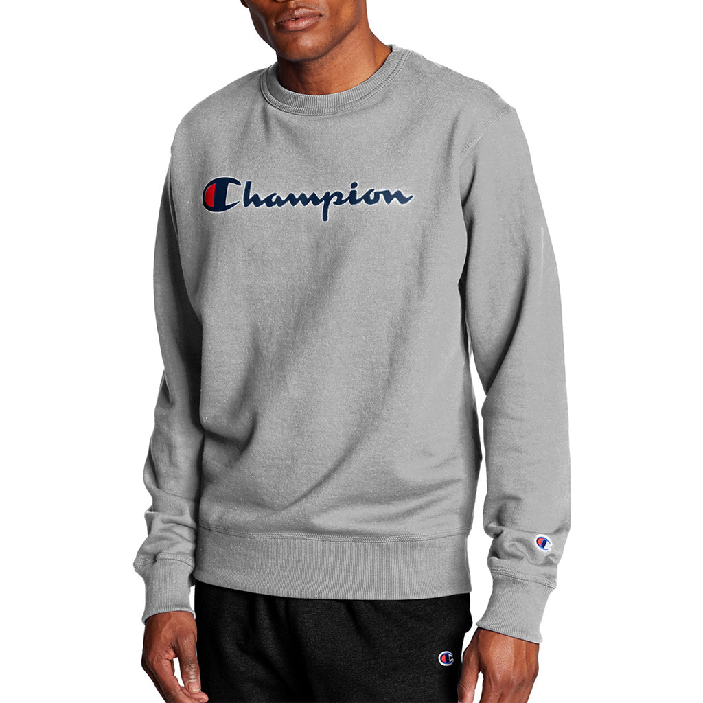 Champion Men's Powerblend Crew Neck Long Sleeve Sweatshirt Gray gf88h-y067941ic (Size XL)