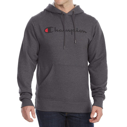 Champion Men's Powerblend Fleece Hoodie Script Logo Charcoal gf89h-y0679400c (Size M)