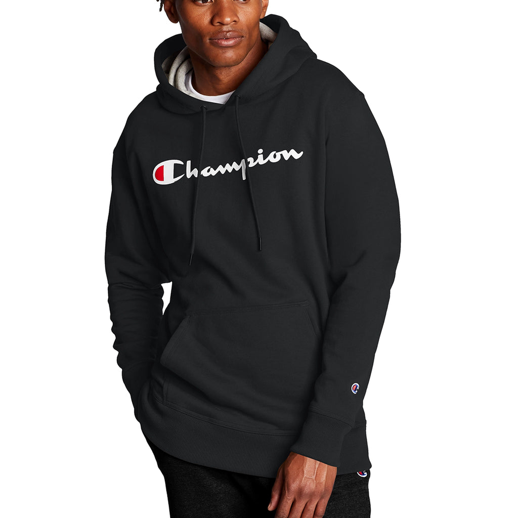 Champion Men's Powerblend Fleece Hoodie Script Logo Black gf89h-y06794bkc (Size S)