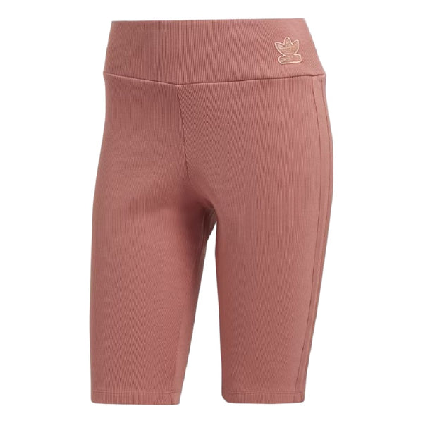 Adidas High Waist 3-Stripe Ribbed Biker Women's Shorts Ash Pink