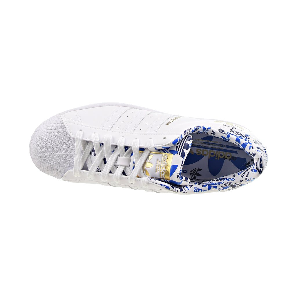 Metallic-Blue Adidas Superstar White-Gold Men\'s Shoes Cloud