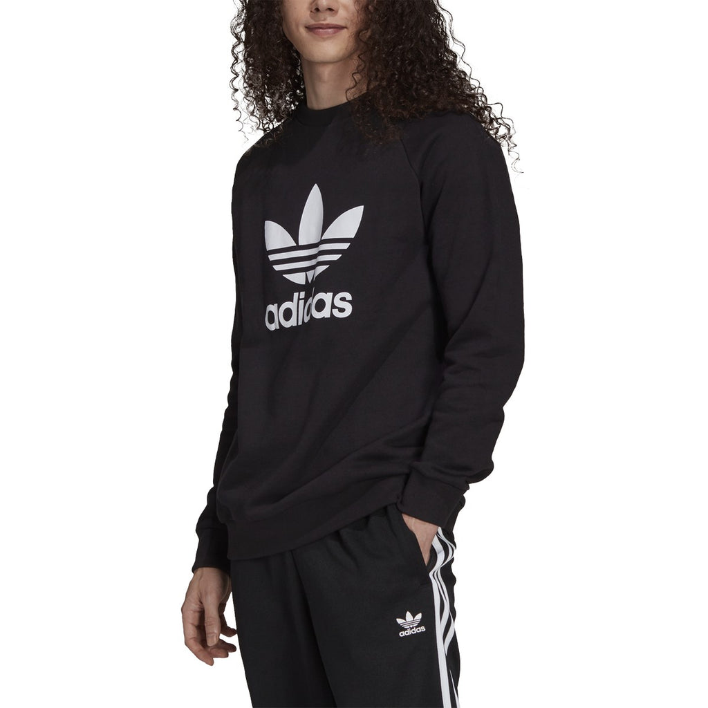 Adidas Adicolor Men\'s Black-White Classics Crewneck Sweatshirt Trefoil