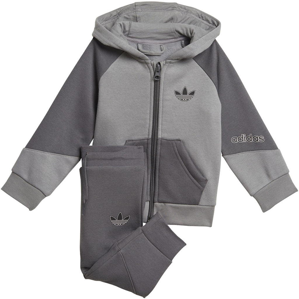 Adidas Toddlers/Little Kids' Full-Zip Hoodie Set Grey