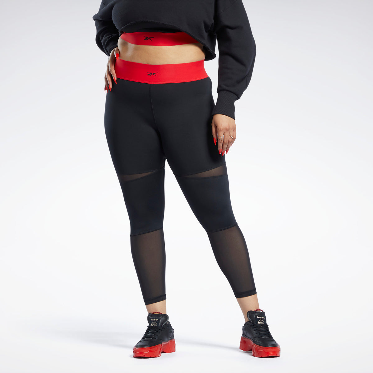 Reebok Cardi B 7/8 (Plus Size) Women's Leggings Black