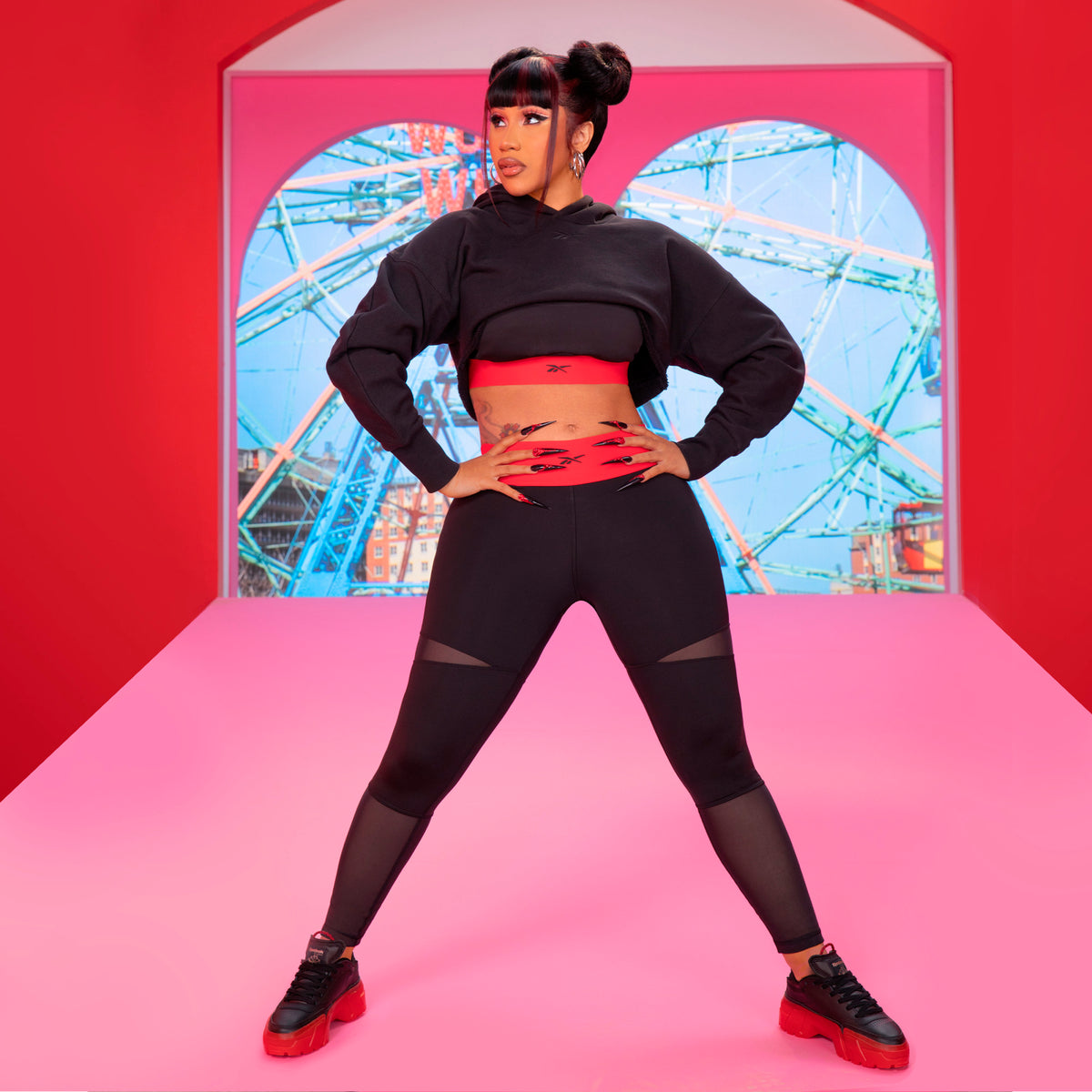 Reebok Cardi B 7/8 (Plus Size) Women's Leggings Black