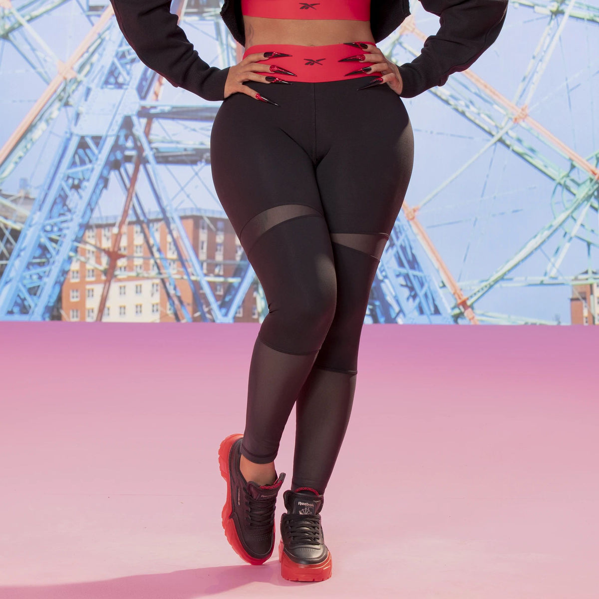 Reebok Cardi B 7/8 (Plus Size) Women's Leggings Black