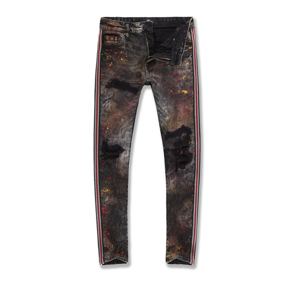Jordan Craig Men's Sparta Striped Splatter Denim Jeans Wildfire